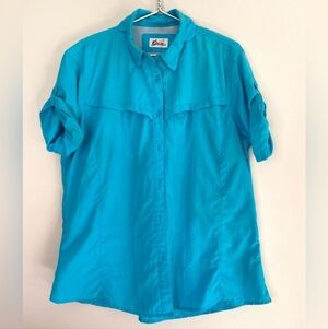World Wide Sportsman Bass Pro Shop Blue Women’s Fishing Roll Sleeve Shirt Size M